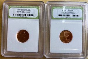 Two encased Lincoln Cents  - 2000-S & 2005-S