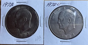 Two Eisenhower Dollars - 1972 P & D