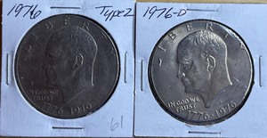 Two Different Eisenhower Dollars - 1976 P & D