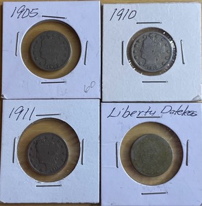 Four Different Liberty Head Nickels