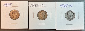 1935 Mercury Dimes P, D, & S