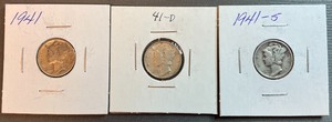 1941 Mercury Dimes P, D, & S