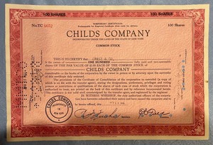 Childs Co. Stock Certificate
