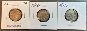 1935, 1936, & 1937 Buffalo Nickels