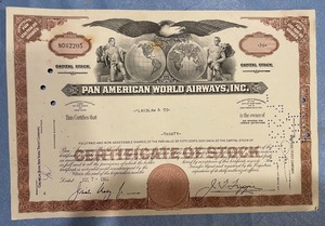 Pan American World Airways Stock Certificate