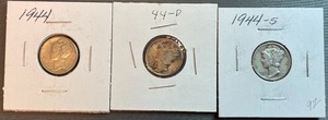 1944 Mercury Dimes P, D, & S