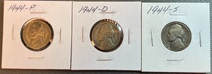 1944 Silver War Nickels P, D, & S