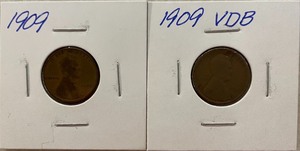 Two Lincoln Wheat Pennies - 1909 & 1909 VDB