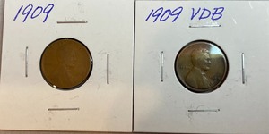 Two Different Lincoln Wheat Pennies - 1909 & 1909 VDB