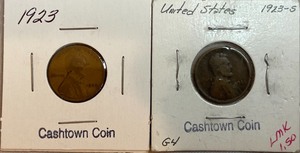 Two Different Lincoln Wheat Pennies - 1923 P & S