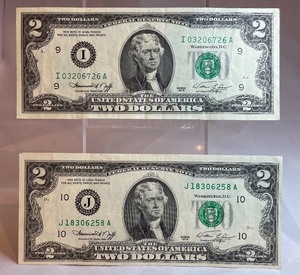 Two 1976 $2 Federal Reserve Notes - I 03206726 A & J 18306258 A