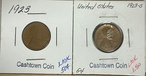 Two Different Lincoln Wheat Pennies - 1923 P & S