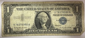 1957 B Silver Certificate - V 78378990 A