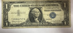 1957 B Silver Certificate - T 05914707 A