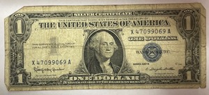 1957 B Silver Certificate - X 47099069 A