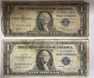 Two Silver Certificates F25000168D & D16190636J