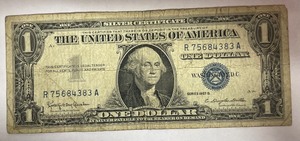 1957 B Silver Certificate - R 75684383 A