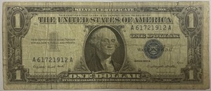 1957A Dollar Silver Certificate - A61721912A