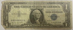 1957A Dollar Silver Certificate - H65466910A