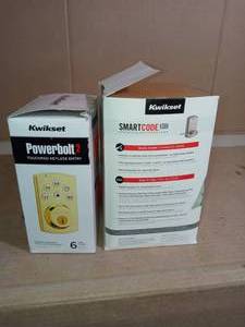 917 SmartCode Satin Nickel Electronic & Powerbolt2 Polished brass  Electronic by Kwikset
