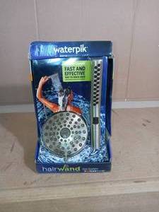12-spray 5 in. High PressureDual Shower Head and Handheld Shower Head in Brushed Nickel by Waterpik- open box not used