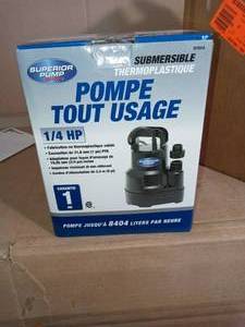14 HP Submersible Thermoplastic Oil-Free Utility Pump by Superior Pump- open box not used
