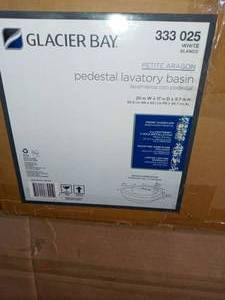 Shelburne 20 in. Pedestal Sink Basin in Bone by Glacier Bay - open box not used