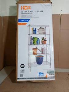 Chrome 5-Tier 5-Tier Metal Wire Shelving Unit (36 in. W x 72 in. H x 16 in. D) by HDX- open box not used