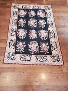 lot 3 image: Chin Needlpoint 6x 9 100% Wool Stich Rug
