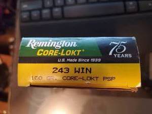 lot 46 image: Remington 243 Winchester Core-Lokt Rifle Cartridges