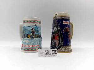 Vintage Miller and Budweiser Ceramic Beer Steins, Limited Editions