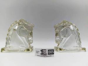 Vintage 1930s Art Deco Federal Pressed Glass Horse Bookends