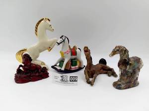 Set of  5 Vintage Unique Horse Figurines
