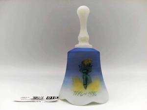 Vintage Fenton Statue of Liberty Hand Painted Opal Satin Glass Limited Edition 100th Anniversary Bell
