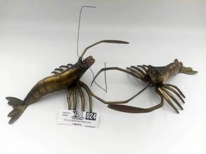 2 Vintage 1950s Brass Lobster SculpturesWall Mounts