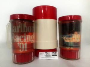 Vintage Invicta Hot & Cold Thermos and 2 Marlboro Racing 1991 Plastic Beers Mugs