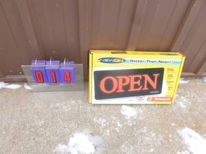 New in box open sign. As shown.