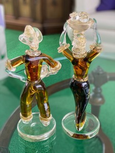 lot 21 image: Lovely Pair of Art Glass Figurines Venetian 