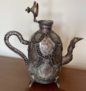 lot 74 image: Unique Metal Art Footed Teapot