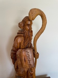 lot 69 image: Carved Wood Statue of Moses