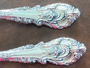 lot 54 image: Two Wallace Sterling Serving Spoons- Sir Christopher