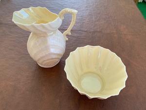 lot 140 image: Belleek Cream and Sugar Set