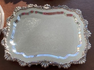 lot 156 image: Vintage Silver Plate Platters and Dish Holders