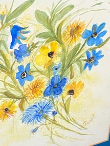 lot 165 image: Framed Floral Watercolor