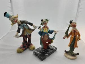 3-Whimsical Clown Figures (1-Hand Made In Italy)