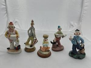 5-Porcelain Clown Figures