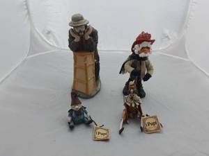 Laboratoria Pesaro (Made In Italy) Simpich Fireman Elf & 1-Emmett Kelly Jr. Figure (Repaired)