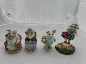 3-Royal Albert Little Pig Beatrix Potter Figures & First Edition Special Friends Porky Pink