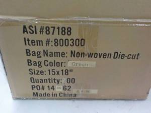 lot 5 image: Box of 200 Green 15x18 totes...