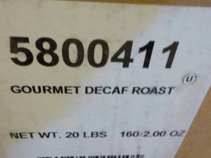 lot 174 image: Case of 160 2 oz bags gourmet decaf...